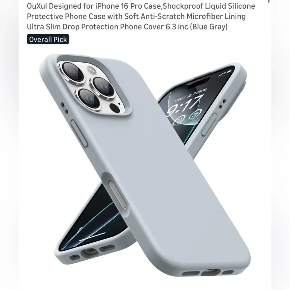 Shockproof Liquid Silicone iPhone 16 Pro Case - Light Gray